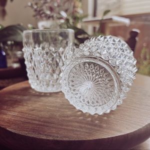 COPY - Vintage Indiana Glass Diamond Point Rocks Drinking Glass set of 2